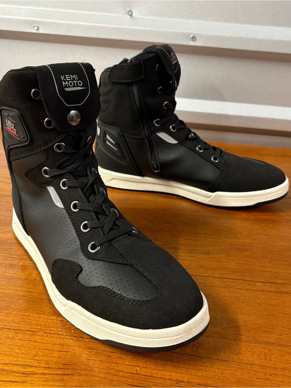 Kemimoto Men Black Zip Motorcycle Boot Shoe Size 10.5